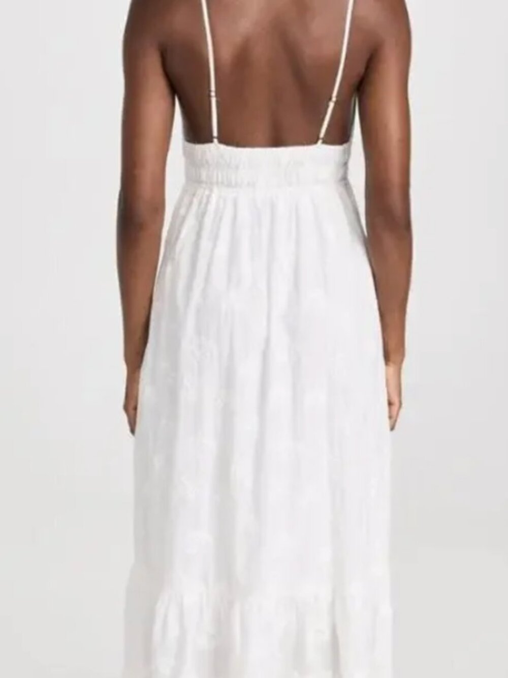 TROVATA Birds of Paradis M Medium White Embroidered Tiered Maxi Dress Mirabella - Picture 2 of 4